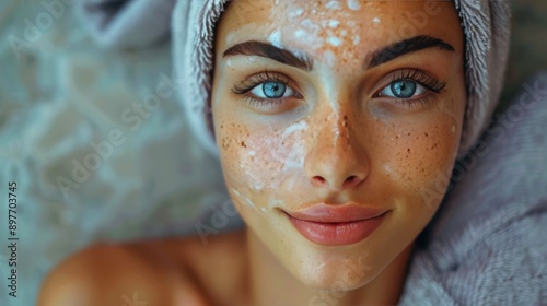 Woman With Towel Wrapped Around Her Head