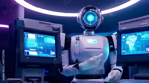 High end robot perform tasks in a computer centre