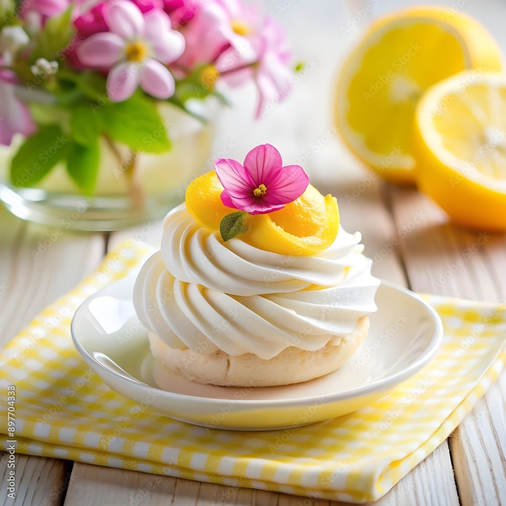 Delicious mini lemon Pavlova meringue cake Delicious mini lemon Pavlova meringue cake