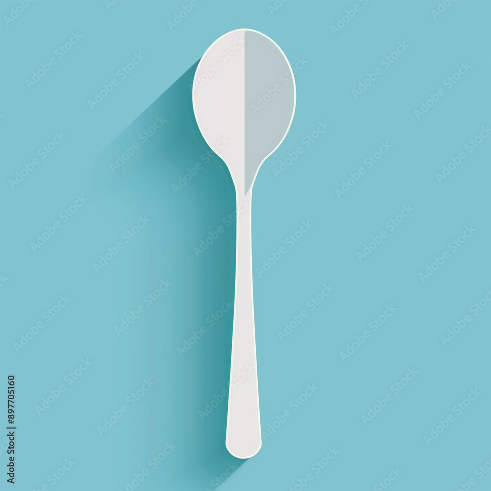 Dining Design: Simple 2D Spoon Icon on an Azure Background for Culinary Graphics