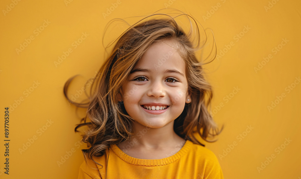 A group of happy kids, including a girl, on a vibrant yellow background. Perfect for children's parties, school events, or family-oriented advertisements. A group of happy kids, including a girl, on a vibrant yellow background. Perfect for children's parties, school events, or family-oriented advertisements.