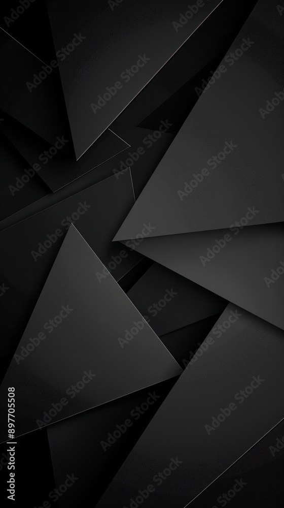 Abstract dark wallpaper with subtle grey geometric shapes on a black backdrop. ,Dark Color light ,vectorline design , illustration , Mobile Wallpaper