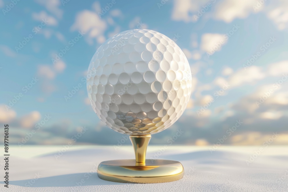 Golf Award. Golden Trophy for Golf Ball Winning in Sport Game Golf Award. Golden Trophy for Golf Ball Winning in Sport Game