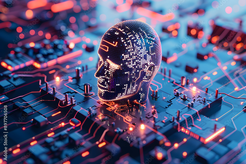 Illustration of a machine learning process featuring artificial intelligence, deep data mining, and machine learning as components of modern computer technology concepts, portrayed in a 3D rendering Illustration of a machine learning process featuring artificial intelligence, deep data mining, and machine learning as components of modern computer technology concepts, portrayed in a 3D rendering