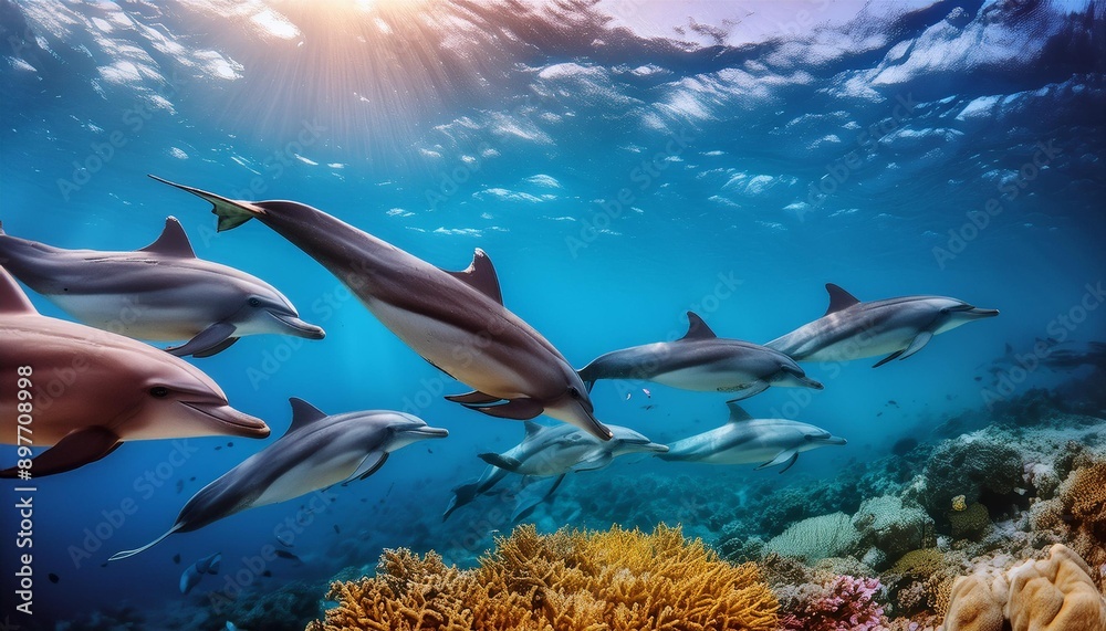 Fototapeta premium 海で泳ぐイルカ