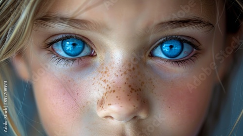 Young Girl With Blue Eyes Close-Up
