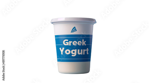 Greek yogurt cup package isolated on white transparent