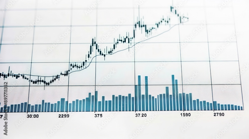 Simple stock chart with a steady upward slope, indicating stable stock price growth, on a white background. Simple stock chart with a steady upward slope, indicating stable stock price growth, on a white background.