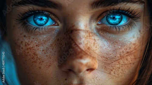 Young Girl With Blue Eyes Close Up