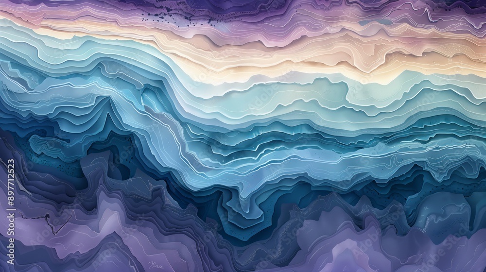 A cross-section of geological layers in wide bands featuring, resembling water currents. A cross-section of geological layers in wide bands featuring, resembling water currents.