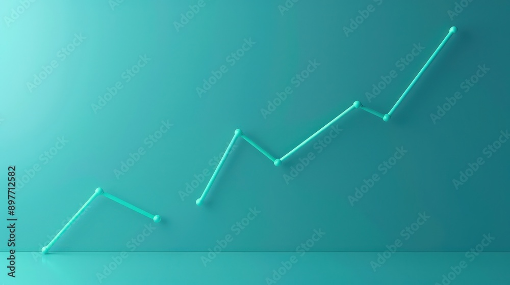Single line graph on light cyan background, gradual increase, market growth signal, elegant minimalism Single line graph on light cyan background, gradual increase, market growth signal, elegant minimalism