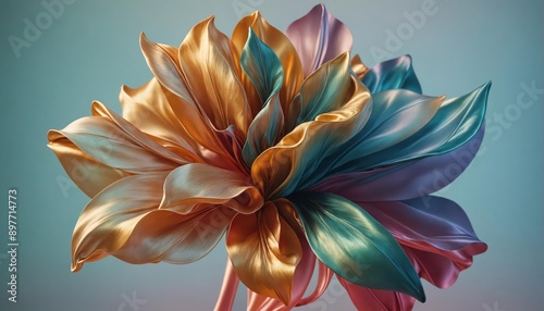 Elegant and smooth silk drapery with a fine, flowing wave. Transparent, soft material in gradient colors, ideal for luxurious fashion, wedding labels, and well-being concepts