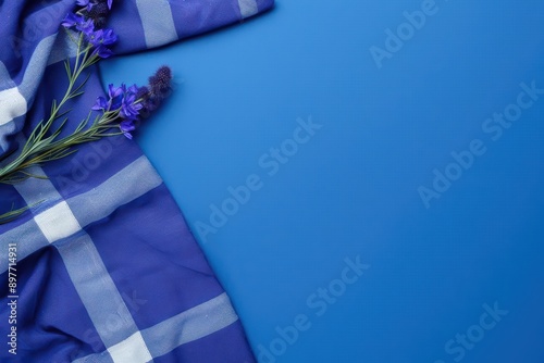 A celebratory Saint Andrew s Day postcard mockup showcasing the Scottish flag and traditional symbols like a thistle photo