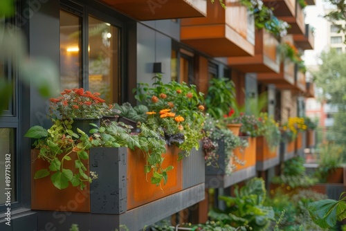 Wallpaper Mural Vibrant balcony garden with colorful flowers and lush greenery in modern urban architecture. Torontodigital.ca