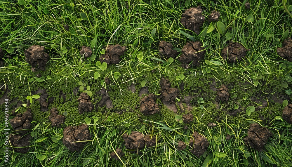 High-resolution image of unattractive molehills on a manicured lawn Ideal for wide banner High-resolution image of unattractive molehills on a manicured lawn Ideal for wide banner