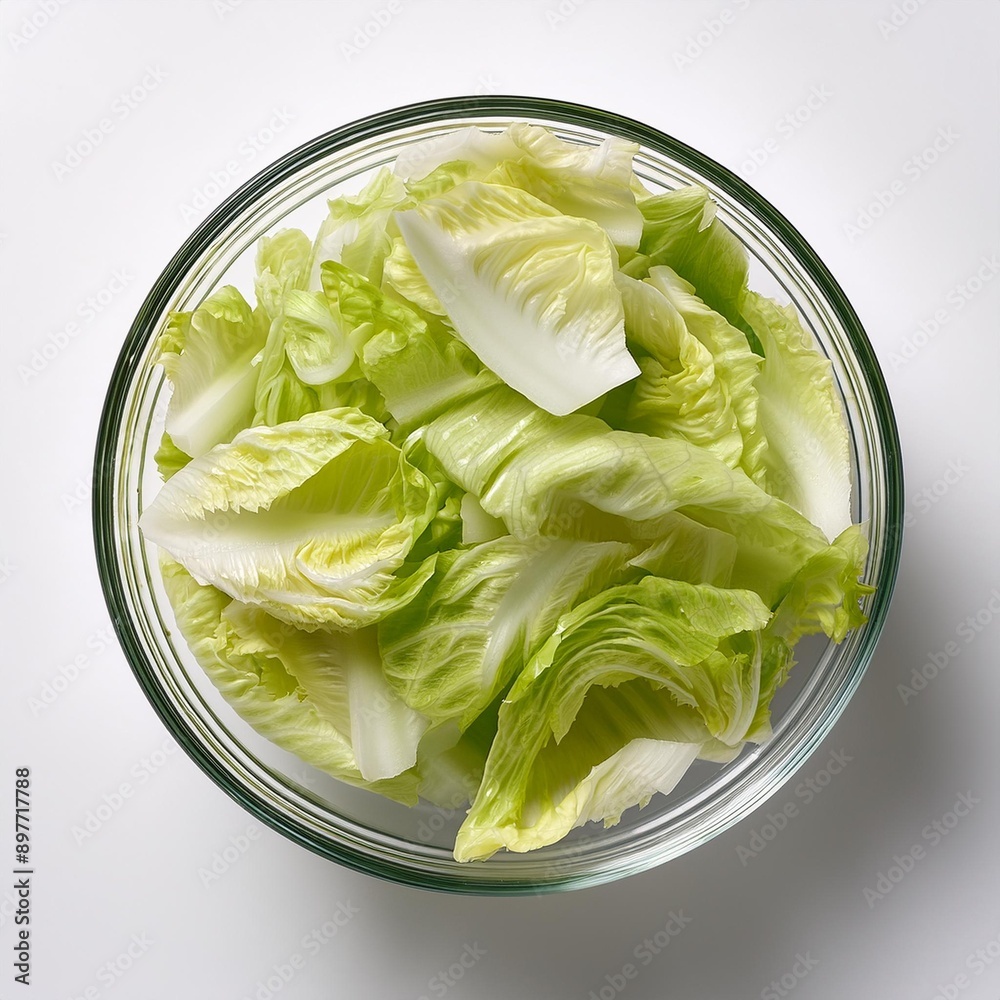 iceberg lettuce in a glass bowl