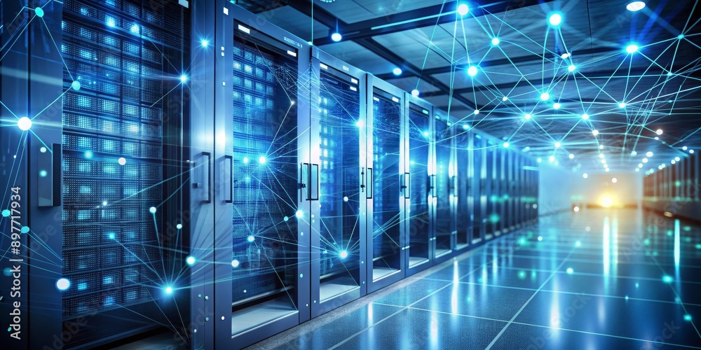 Server Room Network, Data Center, Technology, Connectivity, Cloud Computing Server Room Network, Data Center, Technology, Connectivity, Cloud Computing