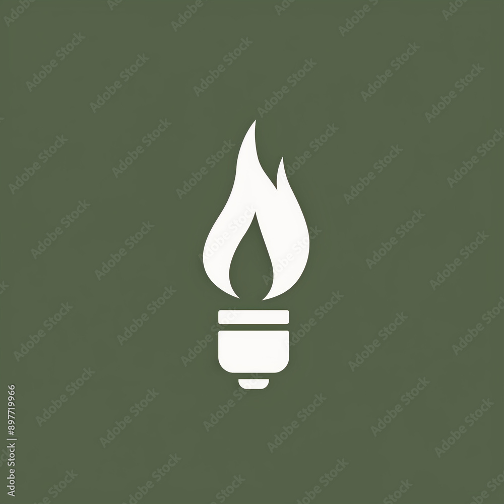 Unique Pilot Light Icon in 2D on a Moss Green Backdrop Unique Pilot Light Icon in 2D on a Moss Green Backdrop