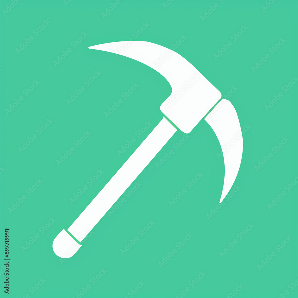Handy Crowbar Icon in 2D on a Serene Jade Background Handy Crowbar Icon in 2D on a Serene Jade Background