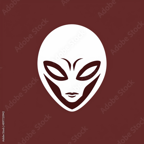 Mysterious Alien 2D Icon on a Deep Maroon Background