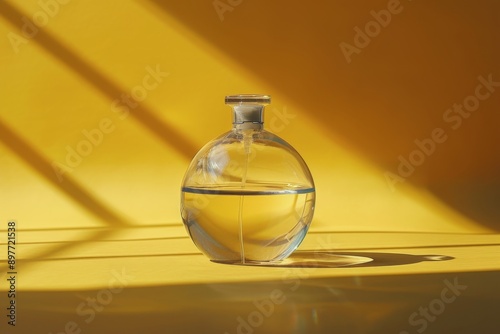 Bottle of Perfume on Yellow Wall