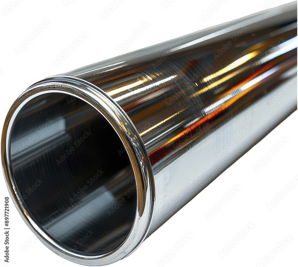 Naklejka premium Shiny Metal Tube A Sleek Pipe in a Silver Casing