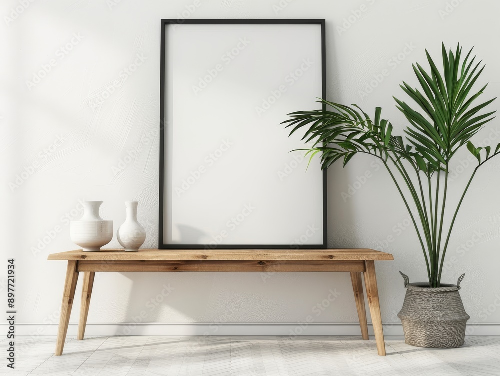 Mock up poster frame in modern interior background Mock up poster frame in modern interior background