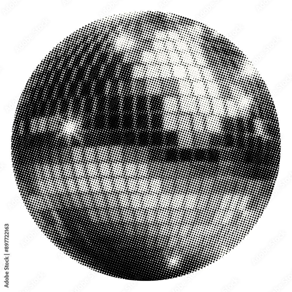 Obraz disco ball isolated with square mirrors vintage grunge halftone magazine dotted texture collage element for retro music dance culture design