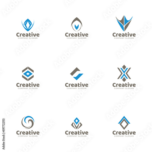 Set of Abstract Geometric Company Logos