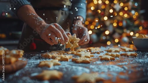 Person Baking Cookies on Table