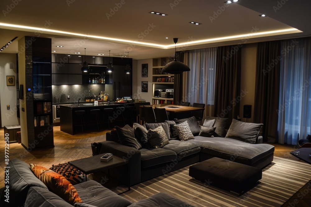 Illustration of Luxury Flat Interior Design With Wooden Coffee Table Designs