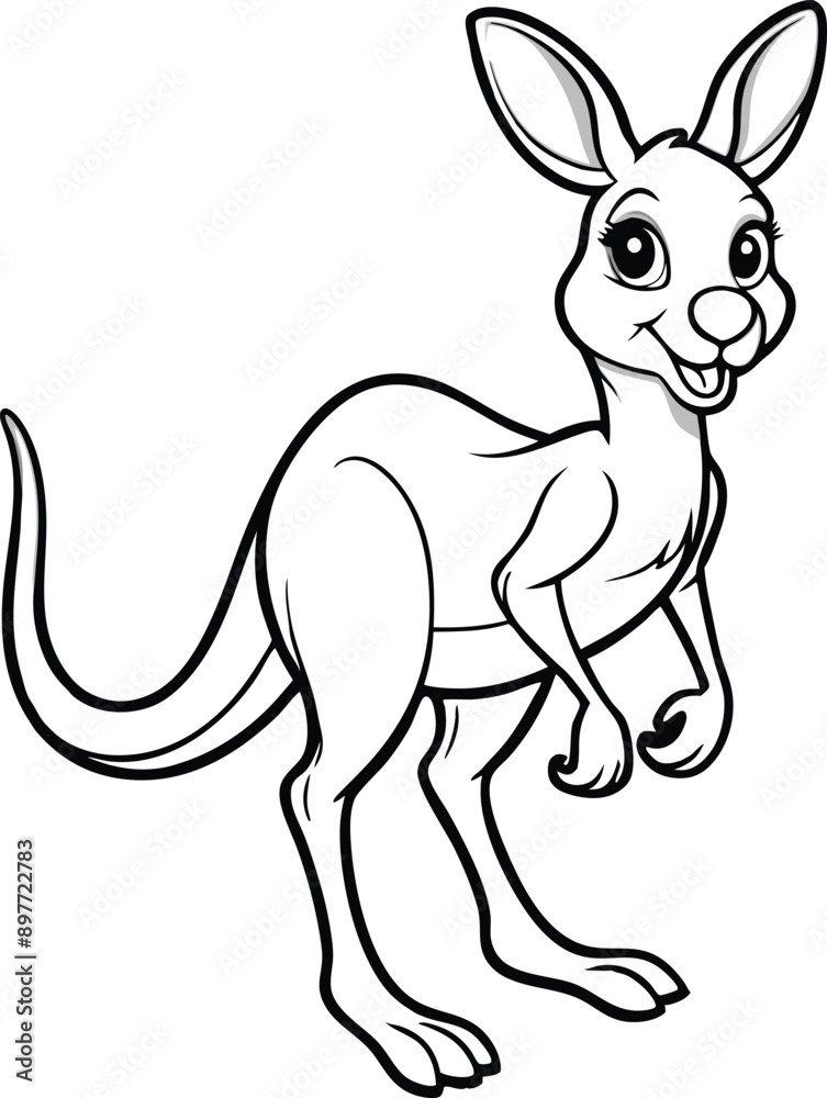 Kangaroo walking in savanna coloring book page Kangaroo walking in savanna coloring book page