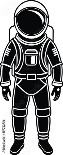 Silhouette of Astronaut in Space Suit EPS Vector Illustration