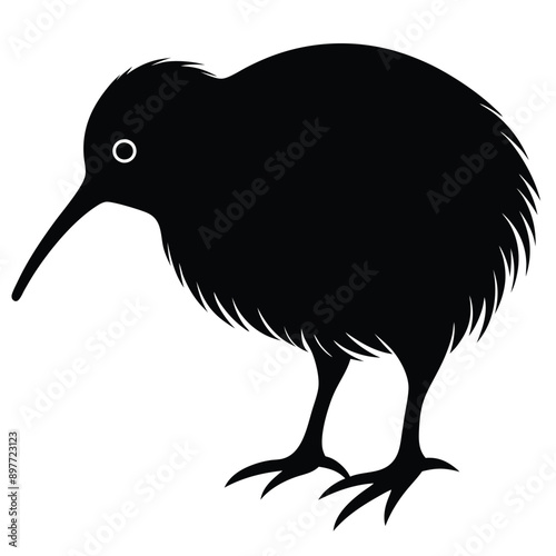 Black kiwi silhouette on a white background