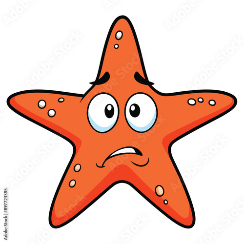 Confused Starfish on White Background Vector Illustration photo