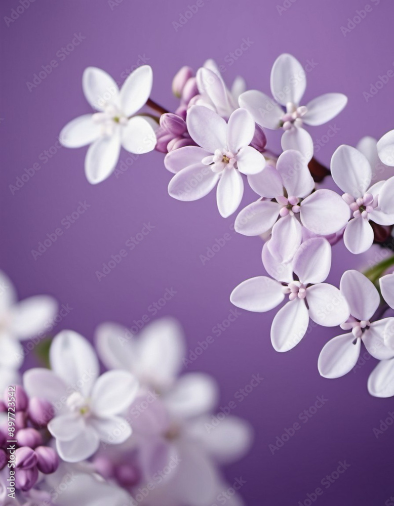 shot of delicate lilac flowers, petals a soft, pastel purple and white, against a blurred background. The image captures the intricate details of the blossoms, showcasing their delicate beauty. AI shot of delicate lilac flowers, petals a soft, pastel purple and white, against a blurred background. The image captures the intricate details of the blossoms, showcasing their delicate beauty. AI