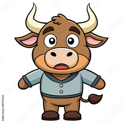 Cute bull showing emotion vector illustration