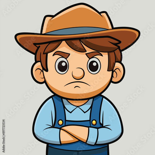 Cute illustration of a jealous farmer