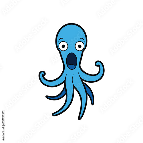 Cuttlefish and octopus screaming vector icon illustration