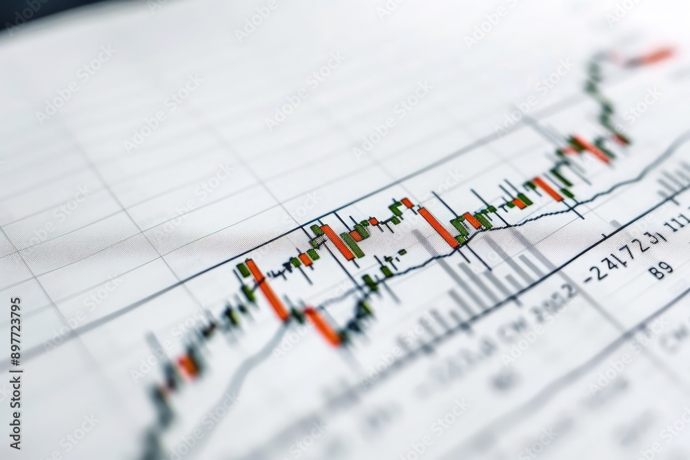 White background displaying a financial chart with a consistent upward trend in stock prices. White background displaying a financial chart with a consistent upward trend in stock prices.