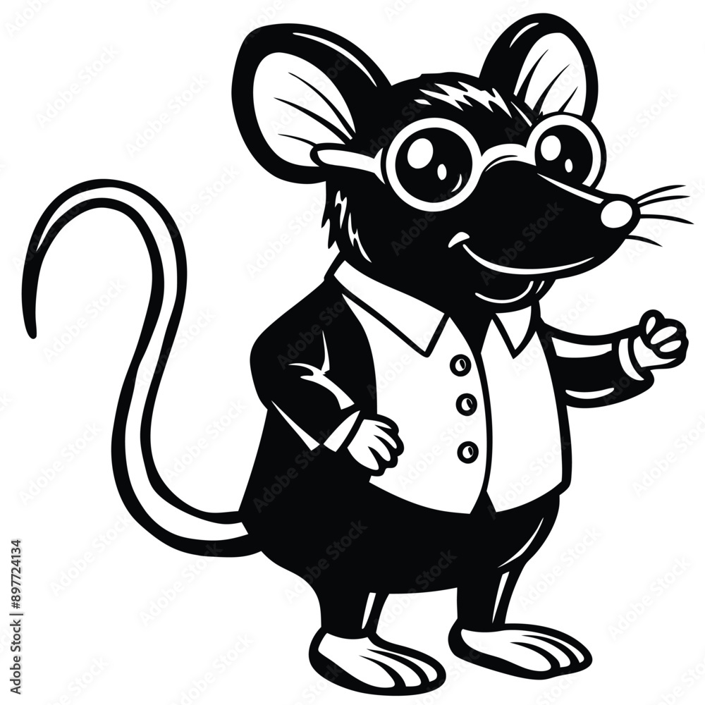 Fototapeta premium Smart Mouse with Glasses Optimization EPS Vector Illustration