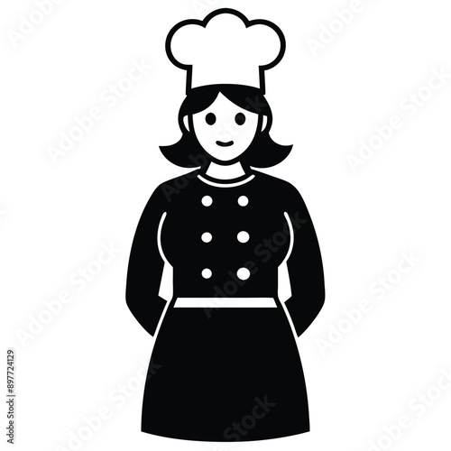 Shef Mom Cooking Delicious Meal EPS Vector Illustration