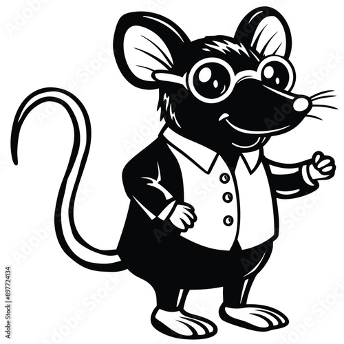 Smart Mouse with Glasses Optimization EPS Vector Illustration