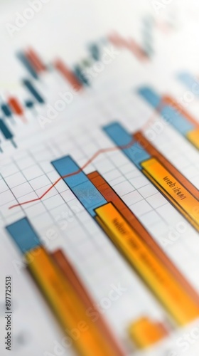 White background featuring a bar chart with a significant spike in stock prices, indicating a sudden market boom.