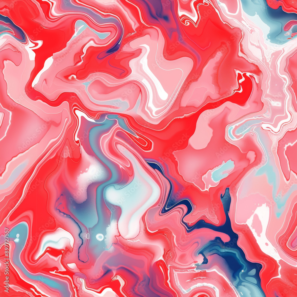 Elegant Red, Pink and Blue Marble Dye Seamless Pattern with Rich Surface Texture and Swirling Motifs for Wallpaper, Wrapping Paper, and Textile Design Elegant Red, Pink and Blue Marble Dye Seamless Pattern with Rich Surface Texture and Swirling Motifs for Wallpaper, Wrapping Paper, and Textile Design