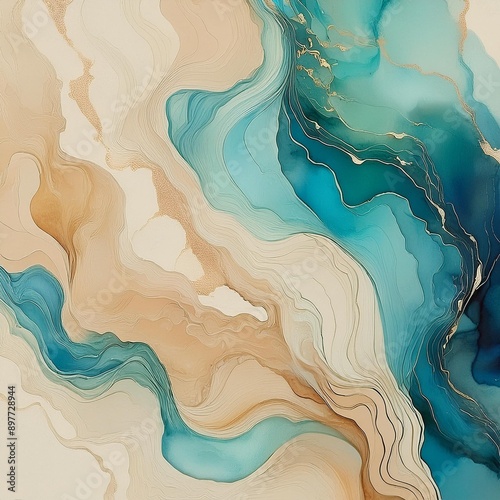 Wallpaper Mural Beige, Cyan, and Cream (1) Torontodigital.ca