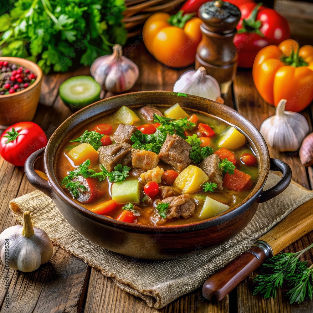 Hearty Beef Stew with Vegetables in Rustic Bowl, Beef Stew, Vegetable Soup, Rustic Food, Homemade Soup Hearty Beef Stew with Vegetables in Rustic Bowl, Beef Stew, Vegetable Soup, Rustic Food, Homemade Soup