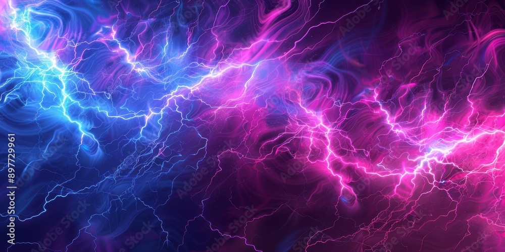 Abstract neon lightning background with blue and pink electric energy waves, creating a dynamic visual Abstract neon lightning background with blue and pink electric energy waves, creating a dynamic visual
