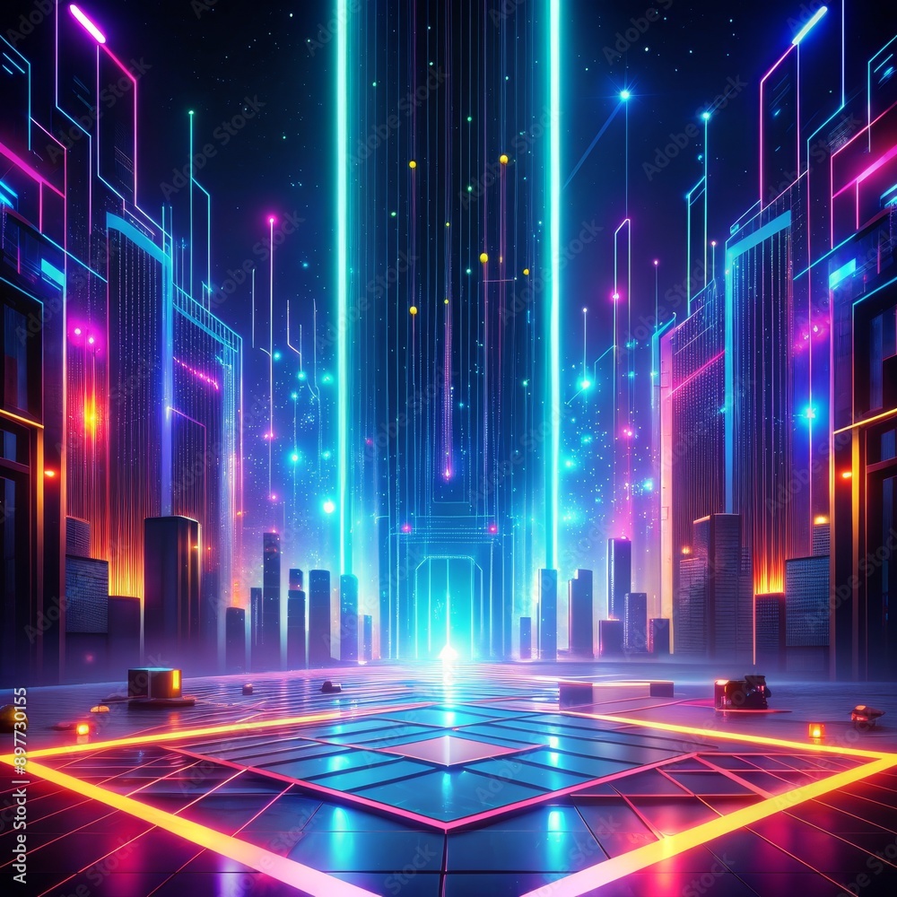 Neon Cityscape Digital Gateway to the Future, neon, city, future, cyberpunk Neon Cityscape Digital Gateway to the Future, neon, city, future, cyberpunk