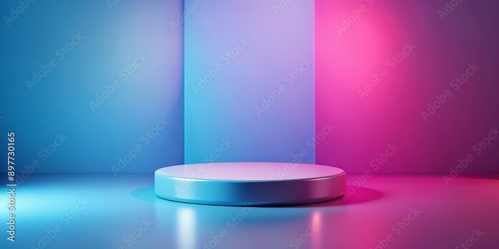 Neon Blue and Pink Minimalist Podium, 3D Render, Product Display, Abstract Background, blue, pink, neon Neon Blue and Pink Minimalist Podium, 3D Render, Product Display, Abstract Background, blue, pink, neon